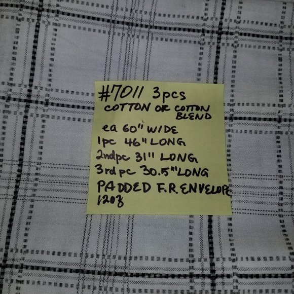 #7011 New White and Black Plaid 3 Cuts of Fabric. Beautiful fabric. - Picture 2 of 4